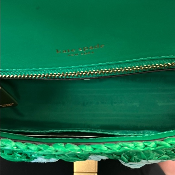 Kate Spade Green and Blue Mini straw Bag with Chevron Pattern - Picture 10 of 13
